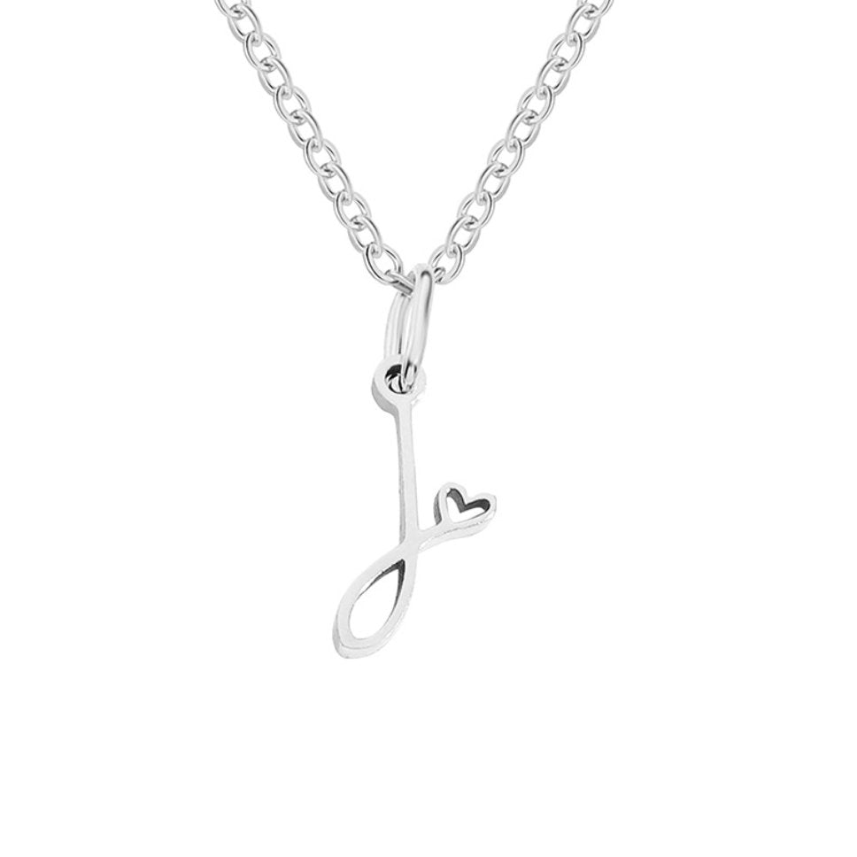 Collier en forme de cœur avec lettre en argent