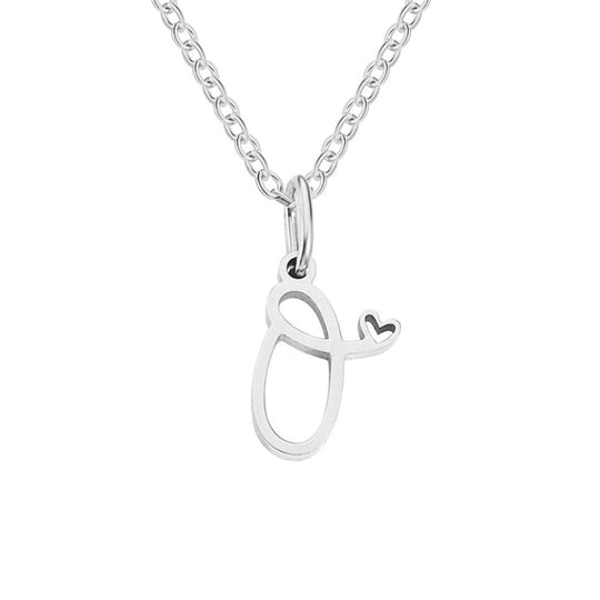 Collier en forme de cœur avec lettre en argent