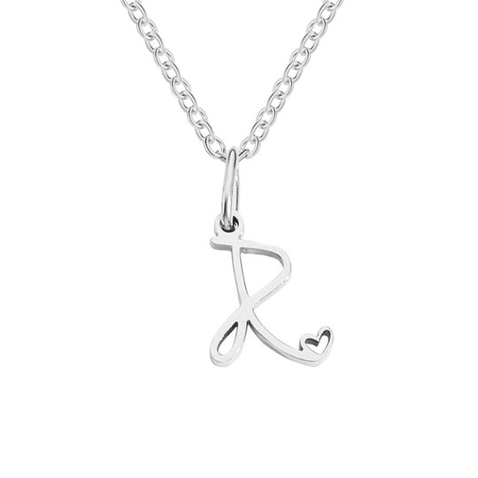 Collier en forme de cœur avec lettre en argent