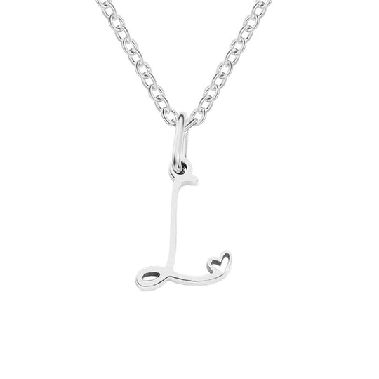 Collier en forme de cœur avec lettre en argent