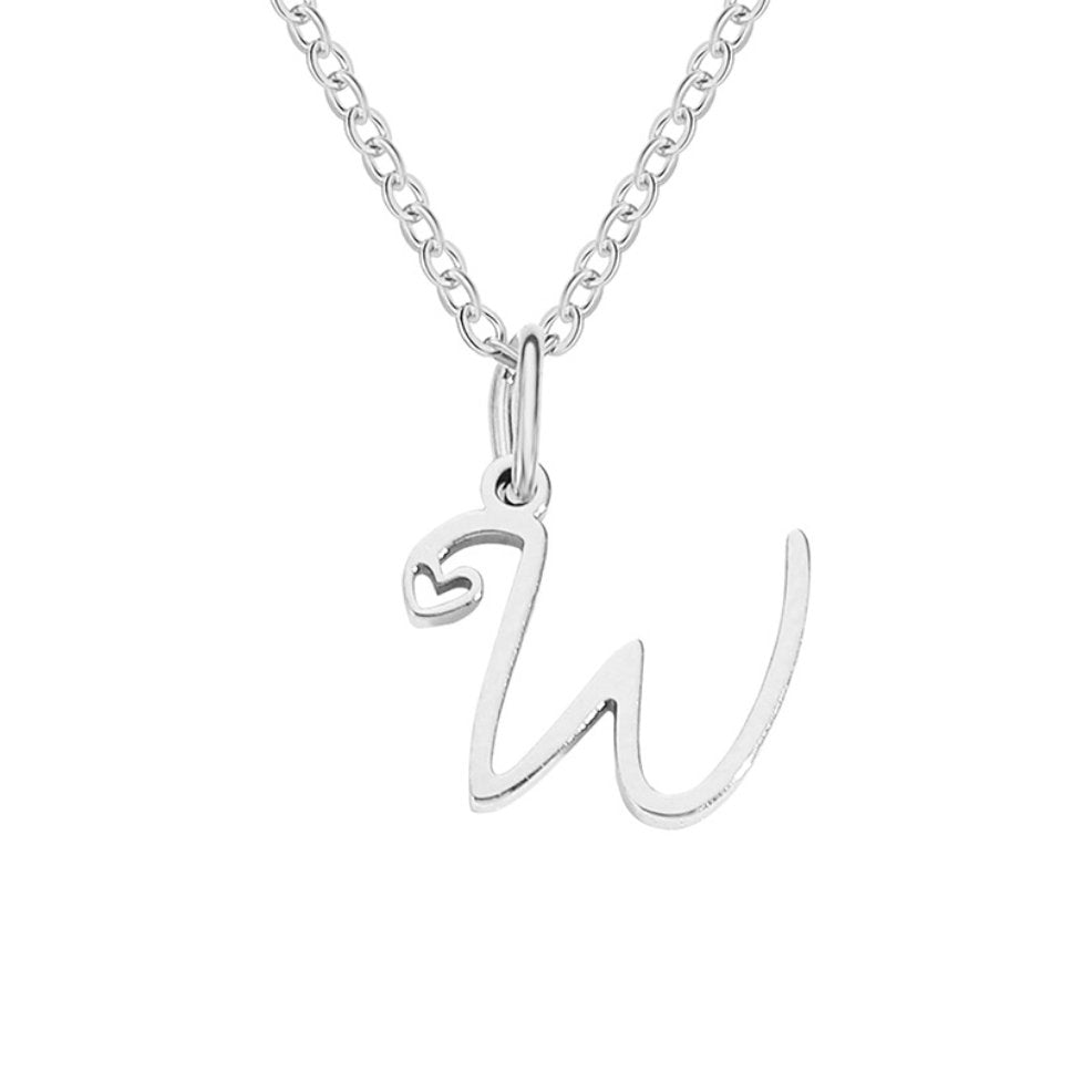 Collier en forme de cœur avec lettre en argent