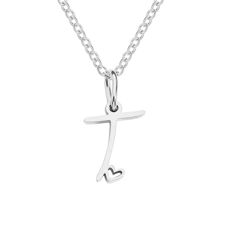 Collier en forme de cœur avec lettre en argent