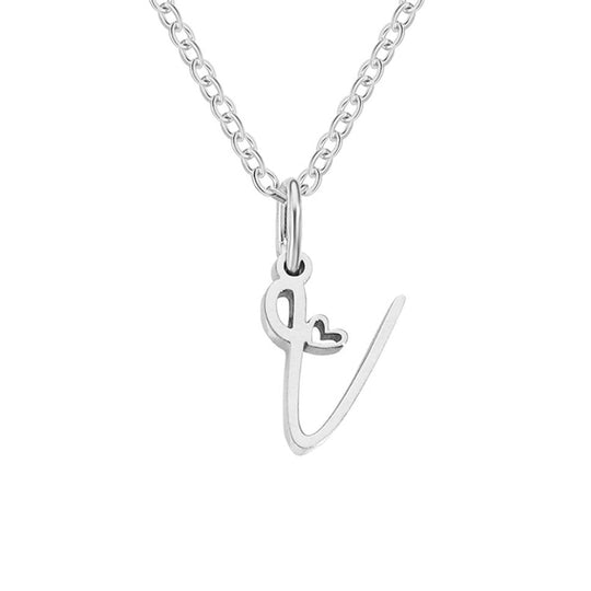 Collier en forme de cœur avec lettre en argent