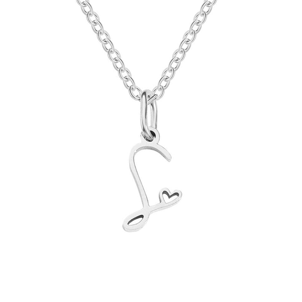Collier en forme de cœur avec lettre en argent
