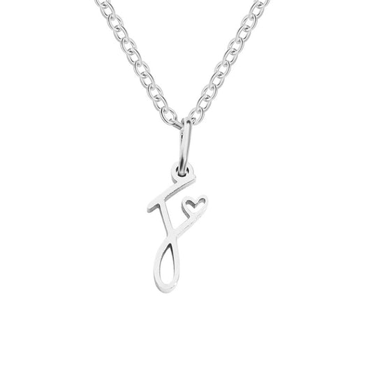 Collier en forme de cœur avec lettre en argent