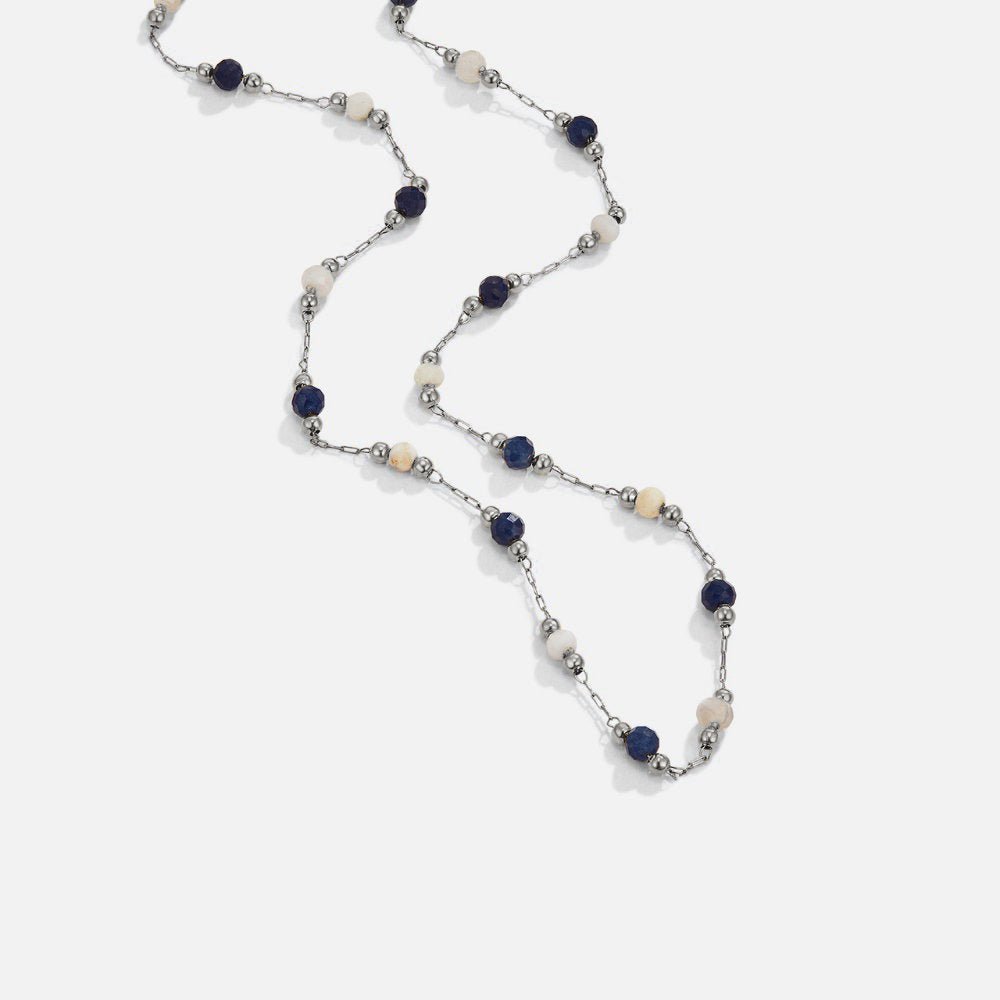 Collier en Pierre Perlé Argent Lulu Minuit