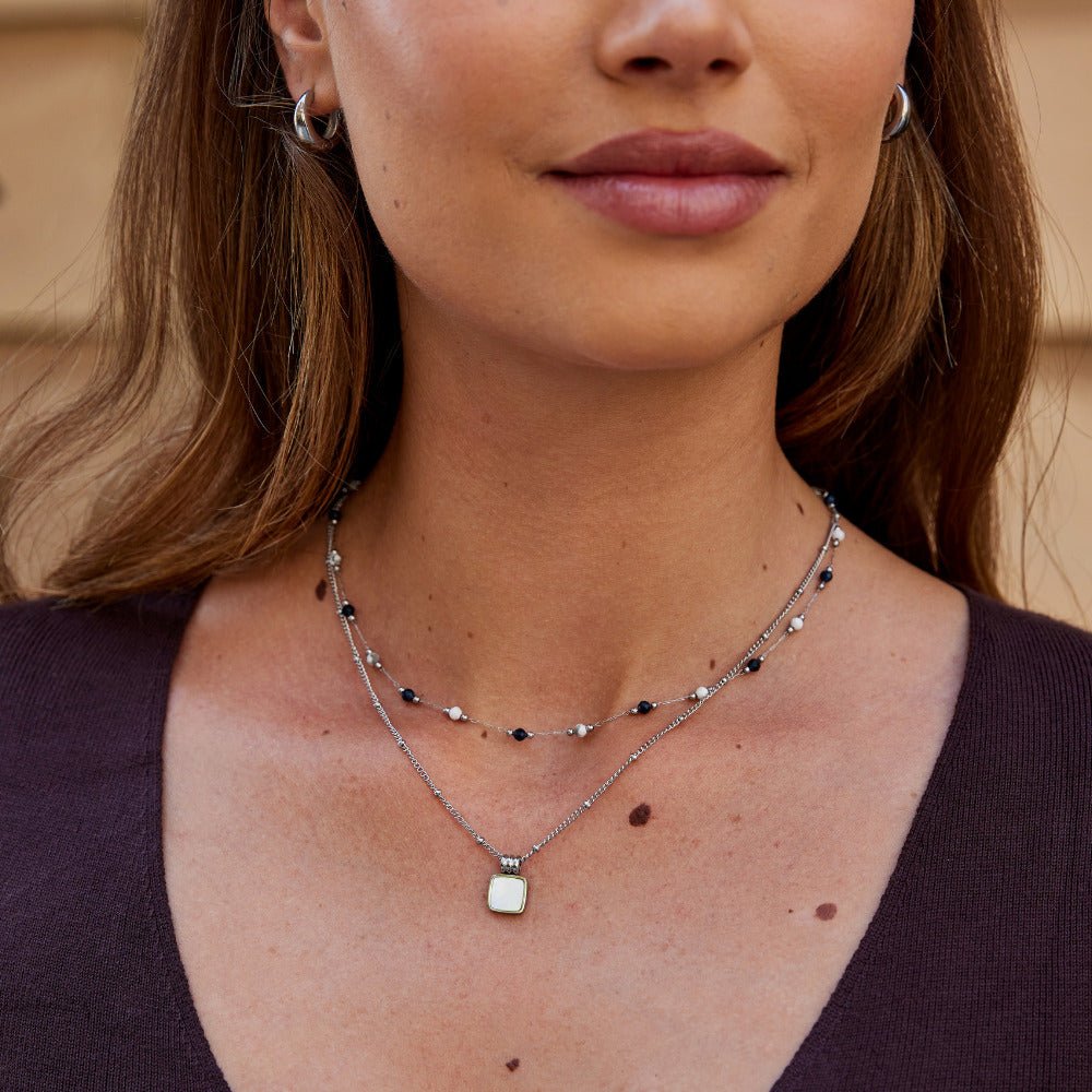 Collier en Pierre Perlé Argent Lulu Minuit