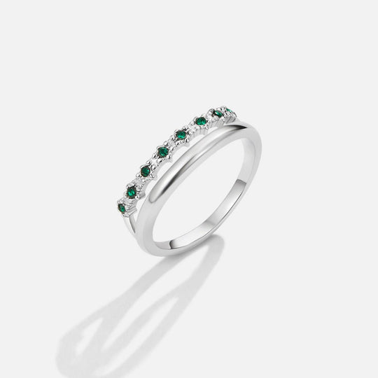 Bague Argent Superposée Émeraude Verte Marissa