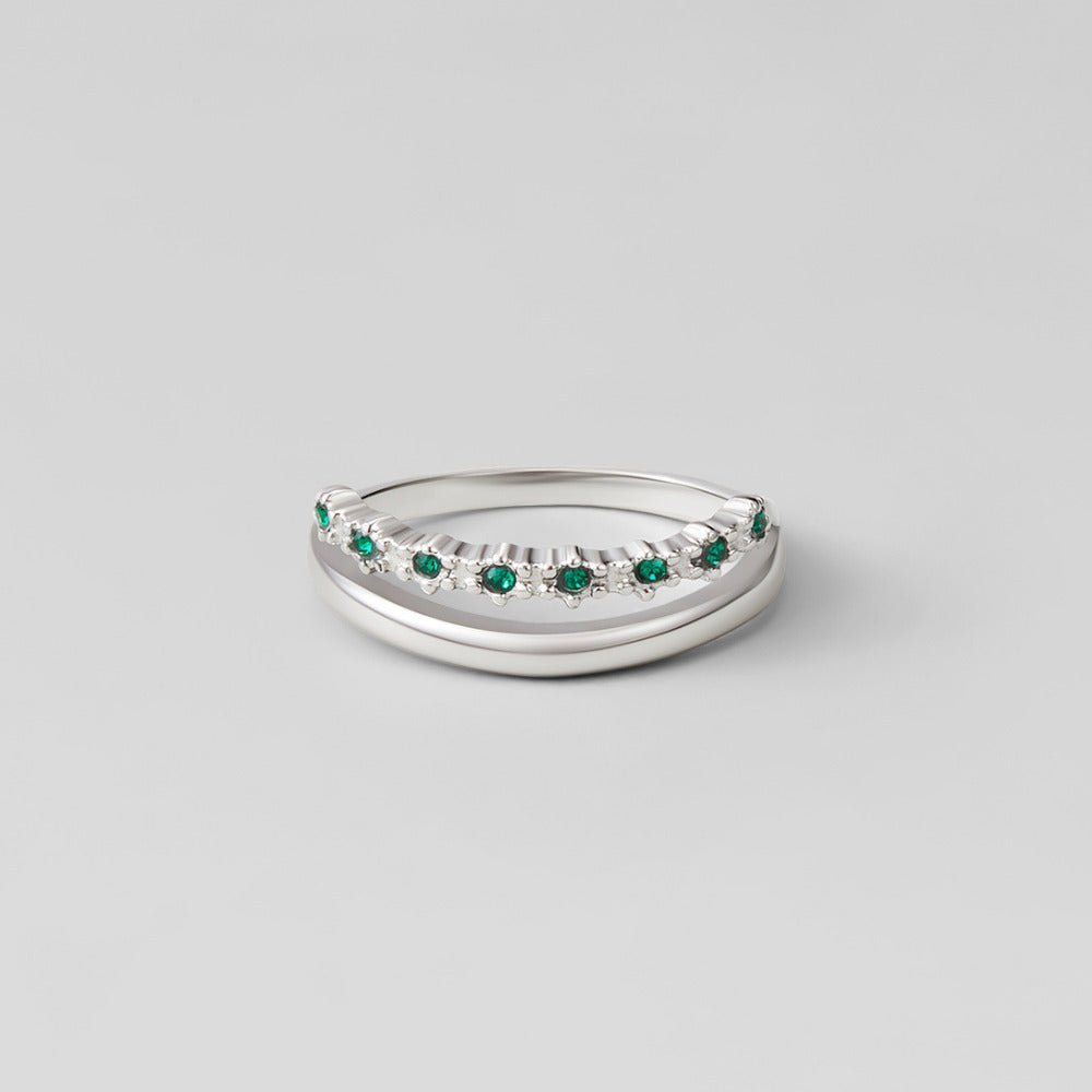 Bague Argent Superposée Émeraude Verte Marissa