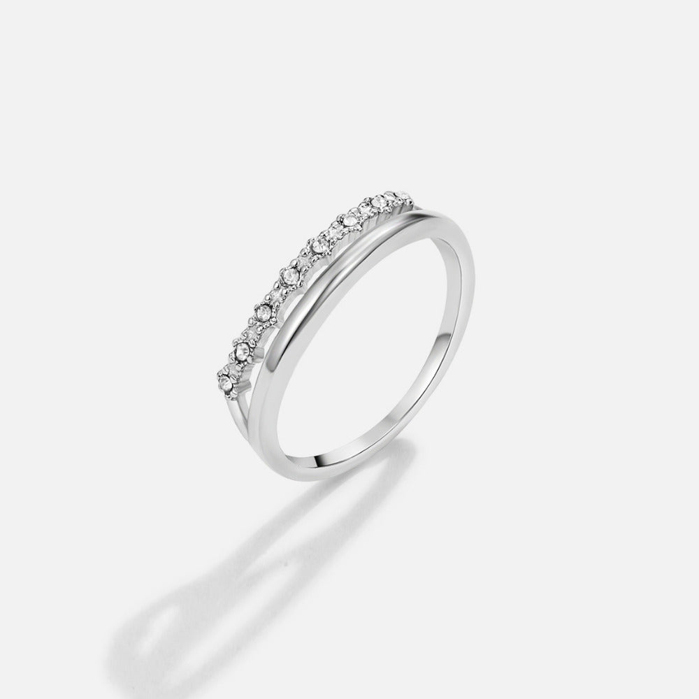 Bague superposée en cristal blanc Marissa argent