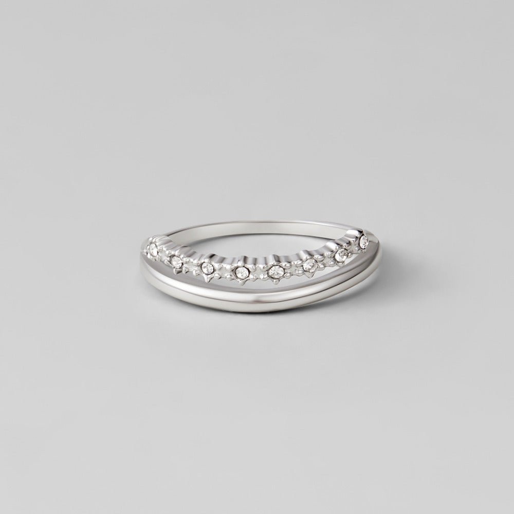 Bague superposée en cristal blanc Marissa argent