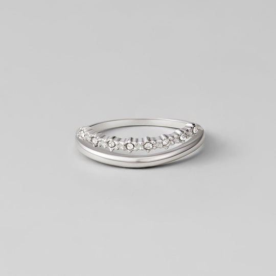 Bague superposée en cristal blanc Marissa argent