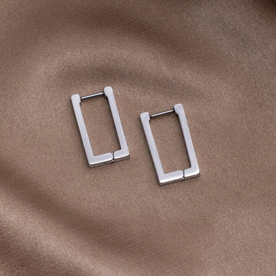 Boucles d'oreilles créoles rectangulaires en argent