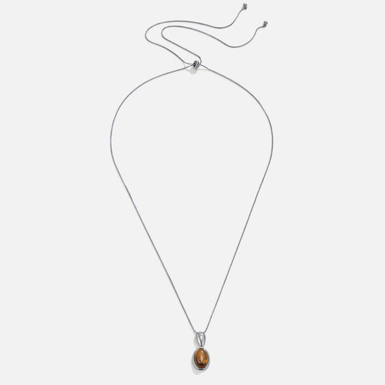 Collier Argent Long Œil de Tigre