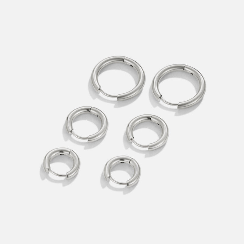 Ensemble de Mini Boucles d'Oreilles Trio Argent