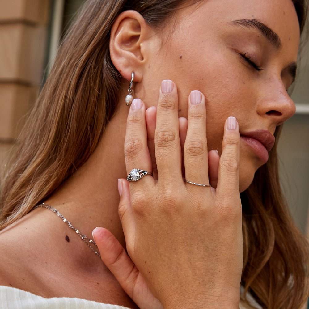 Bague Vintage en Argent avec Perle Vintage