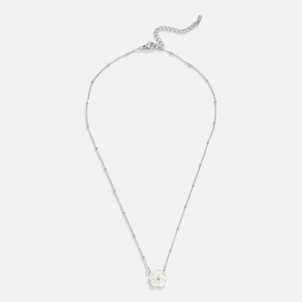 Collier Fleur Argent Blanc