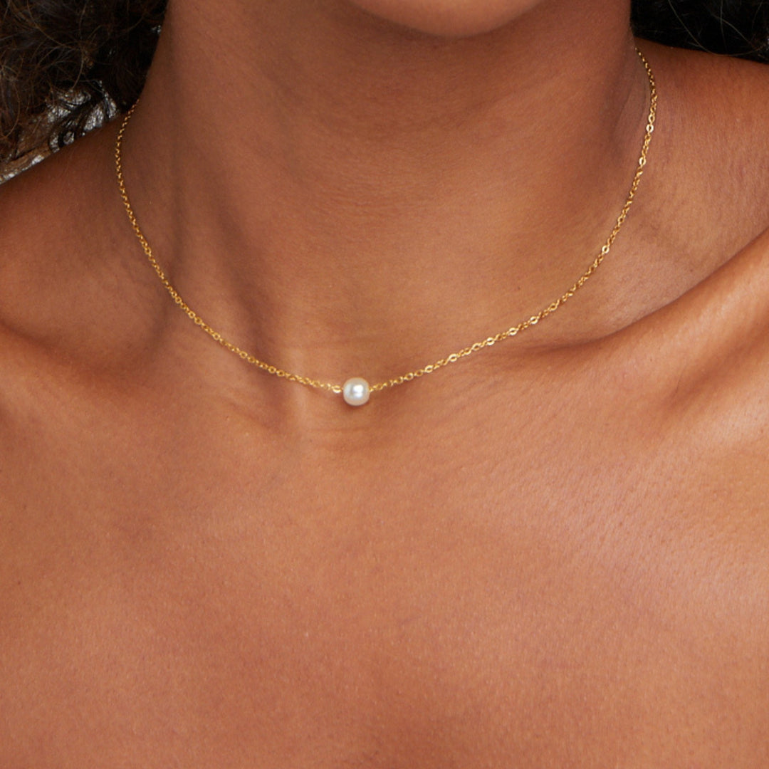 Collier Perle Or Solitaire
