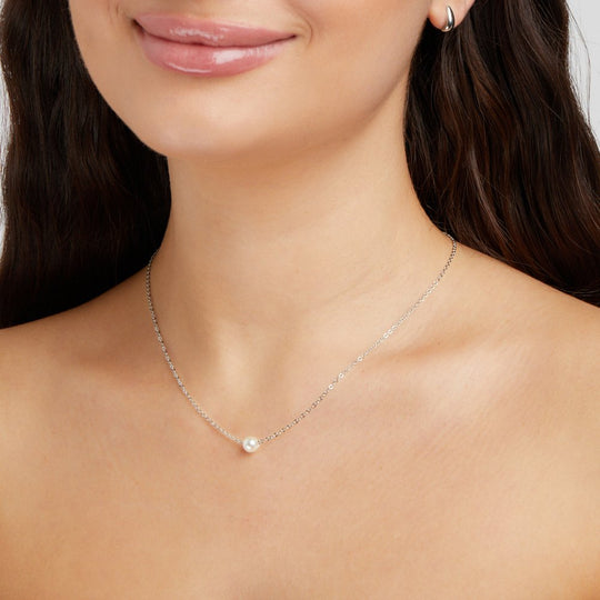 Collier Argent Perle Solitaire