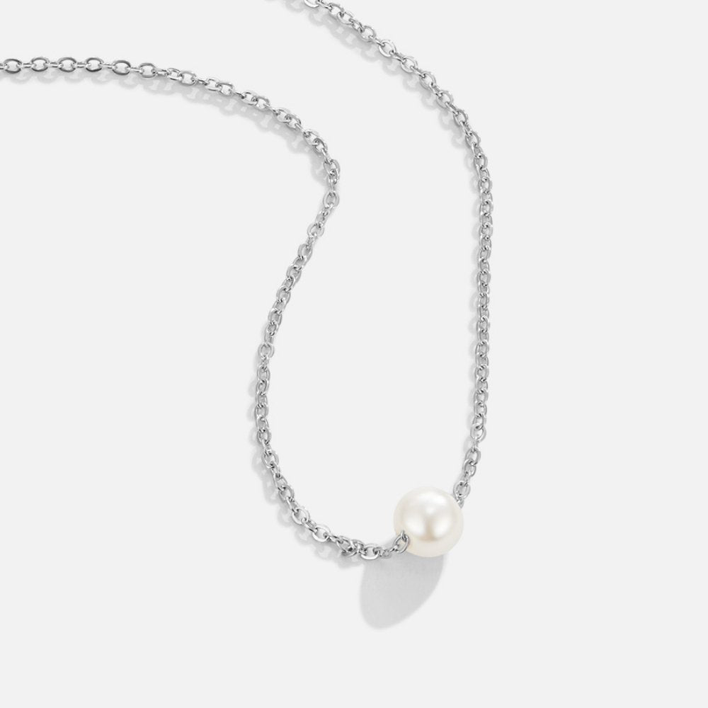 Collier Argent Perle Solitaire