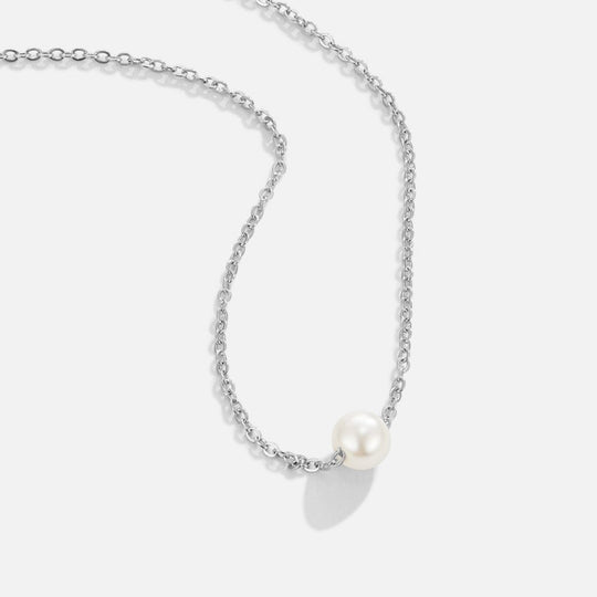 Collier Argent Perle Solitaire