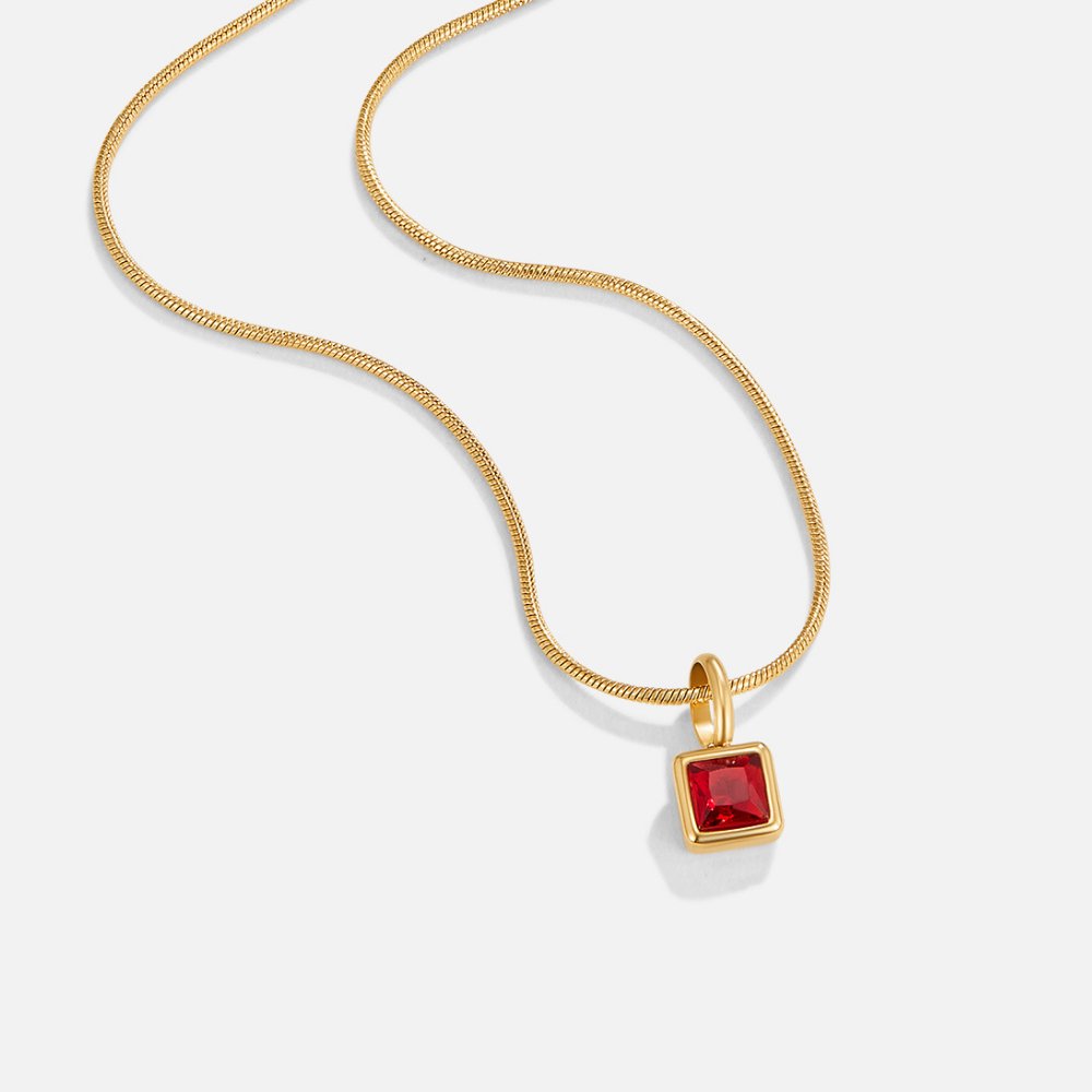 Collier Pendentif Carré avec Pierre de Naissance