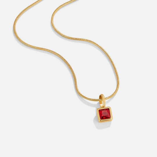 Collier Pendentif Carré avec Pierre de Naissance