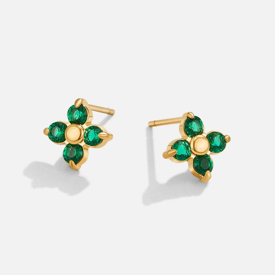 Boucles d'oreilles clous en pétales émeraude miniatures