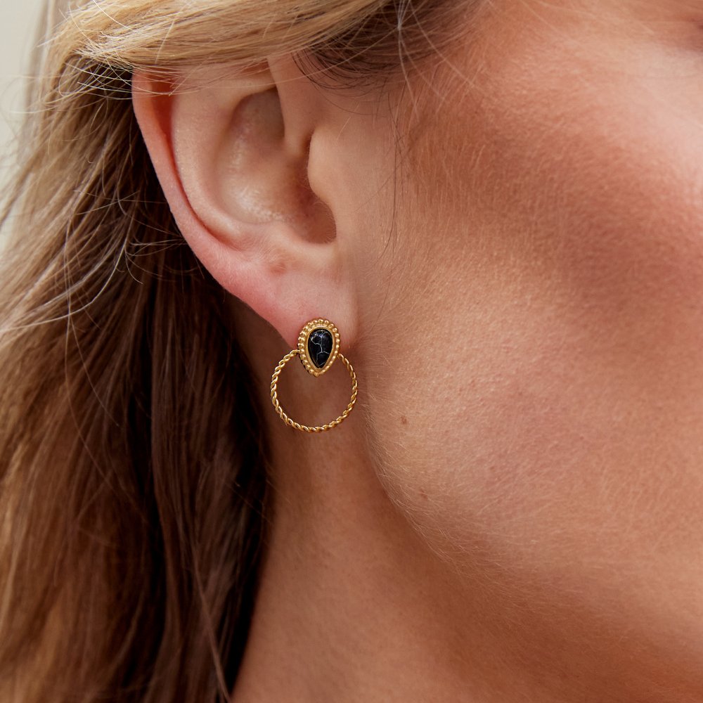 Boucles d'oreilles Tori Black Stone