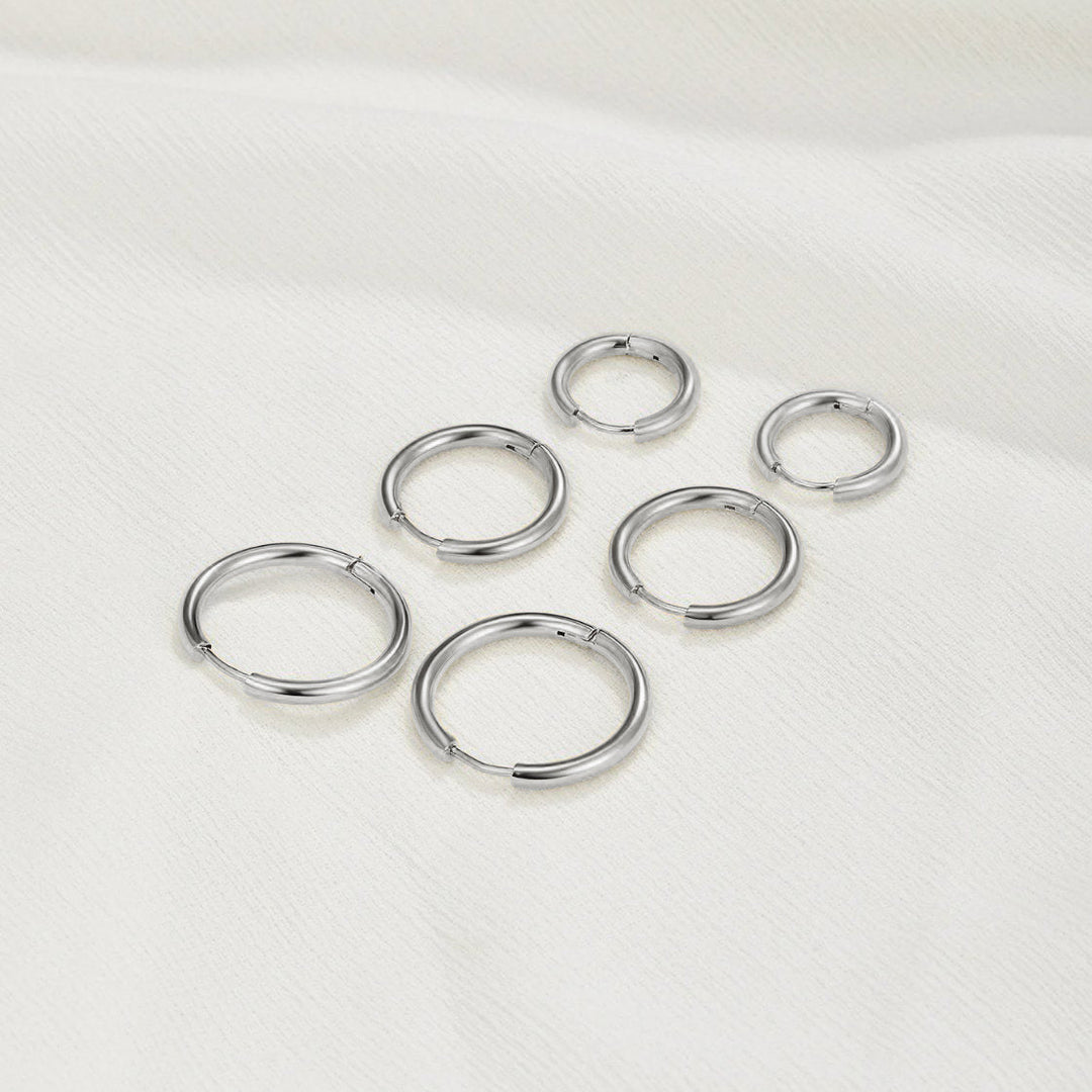 Boucles d'oreilles Triple Anneau Argent Set