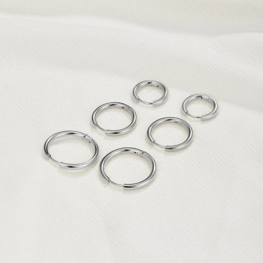 Boucles d'oreilles Triple Anneau Argent Set