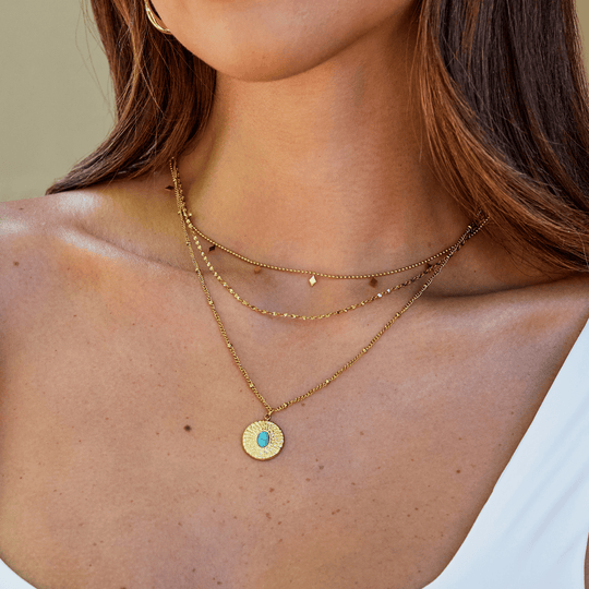 Collier de pièce en pierre turquoise