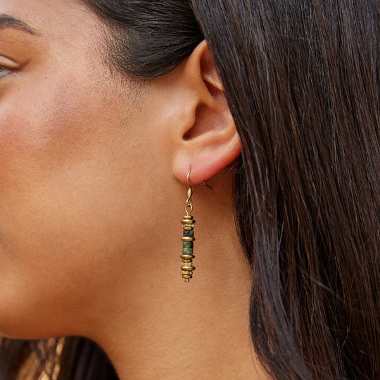 Boucles d'oreilles pendantes en pierre turquoise