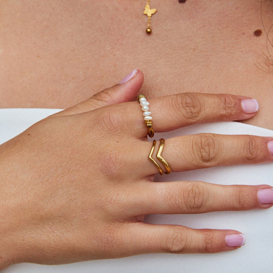 Bague en Perles d'Eau Douce Classique Tordue
