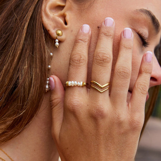Bague en Perles d'Eau Douce Classique Tordue