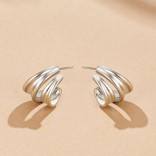 Boucles d'oreilles créoles en argent Ivana torsadées