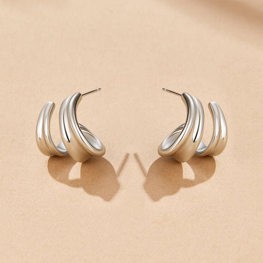 Boucles d'oreilles créoles en argent Ivana torsadées
