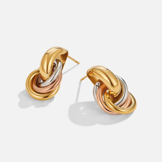 Boucles d'oreilles créoles torsadées trois tons