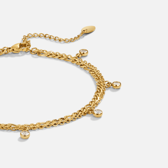 Bracelet de cheville en or et cristal Vera