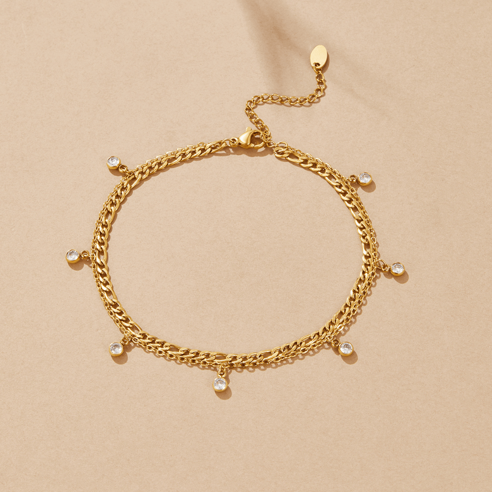Bracelet de cheville en or et cristal Vera