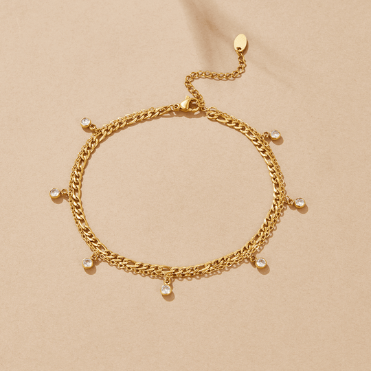 Bracelet de cheville en or et cristal Vera