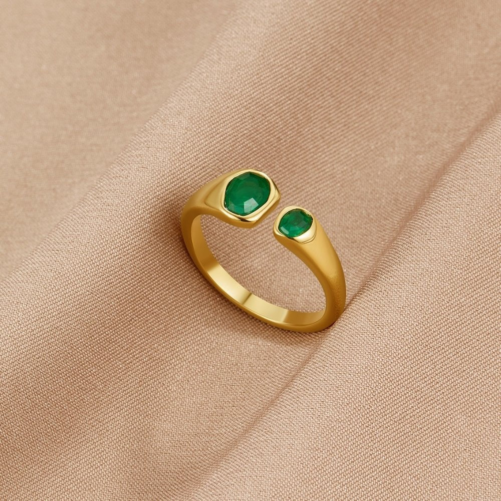 Bague Vintage en Émeraude Verte
