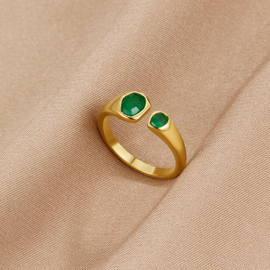Bague Vintage en Émeraude Verte
