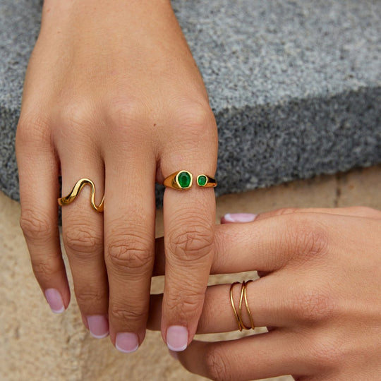 Bague Vintage en Émeraude Verte