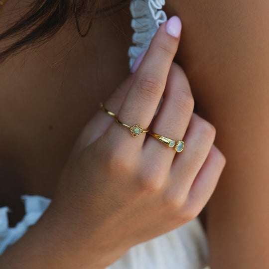 Bague Opale Fleur de Lotus Vintage