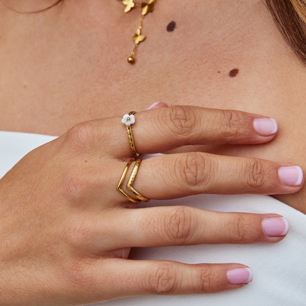 Bague Coquillage Pétale Blanc