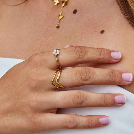 Bague Coquillage Pétale Blanc