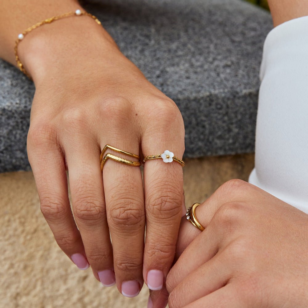 Bague Coquillage Pétale Blanc