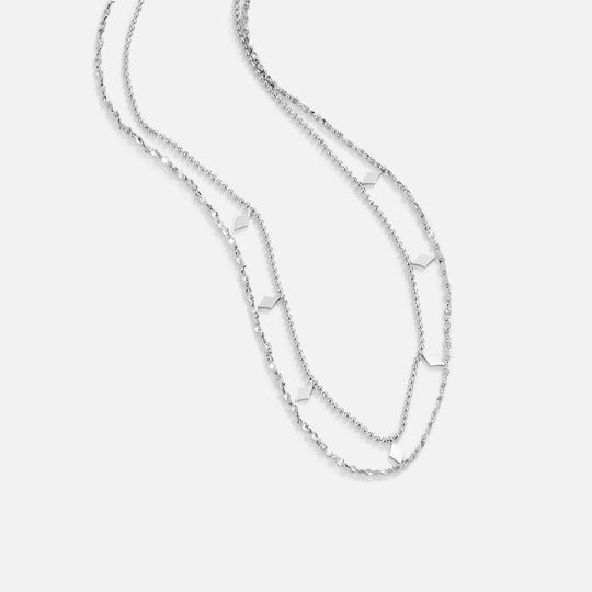 Collier en couches avec pendentif en diamant en saule