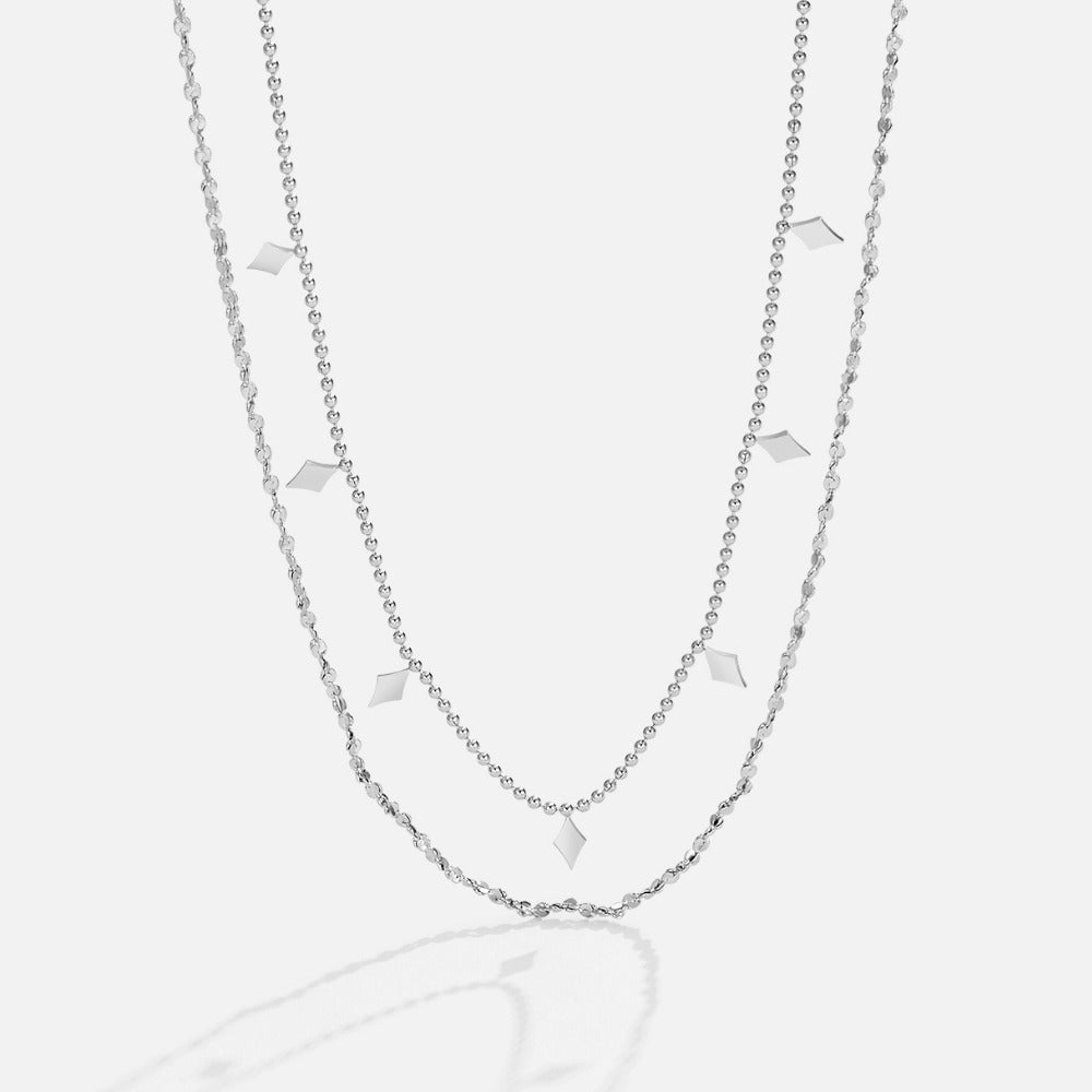 Collier en couches avec pendentif en diamant en saule